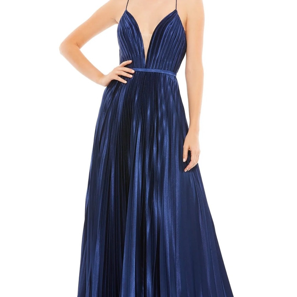 NWT Ieena for Mac Duggal Sz 12 Midnight Blue Slip Gown NWT